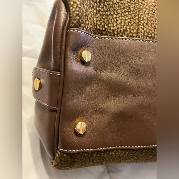 Borbonese Redwall authentic large dome purse. Made in Italy. Quail suede leather - Picture 4 of 16